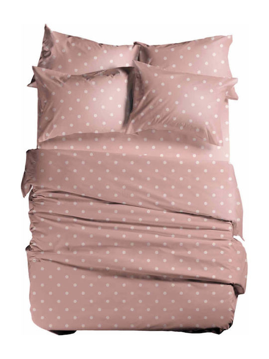 Nef-Nef Homeware Σεντόνι Υπέρδιπλο 240x270 Basic Dots Pink