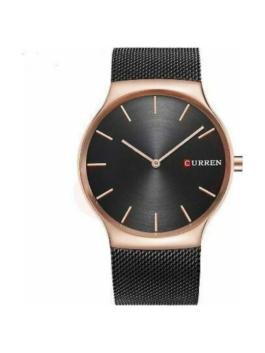 Curren Watch Battery with Black Metal Bracelet