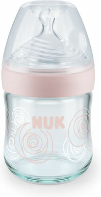 Nuk Glass Bottle Nature Sense Anti-Colic with Silicone Nipple for 0-6 months Pink Circles 120ml 1pcs