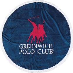 Greenwich Polo Club 2824 Strandtuch Rund Baumwolle Blau mit Fransen Durchmesser 160cm.