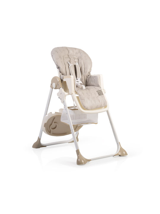 Moni Hunny Pliabil Scaun de masă pentru bebeluși cu cadru metalic și scaun din material textil Bej 106244