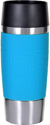 Tefal Travel Mug Glass Thermos Stainless Steel Blue 360ml with Mouthpiece K30861