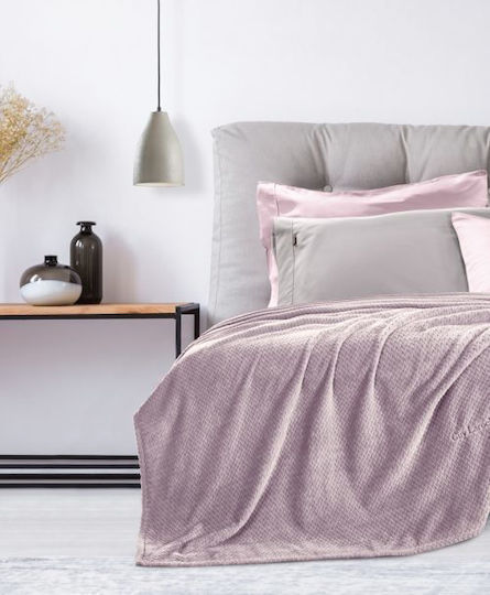 Guy Laroche Rombus Pătură Polar Fleece Superdublă 220x240 cm Lila