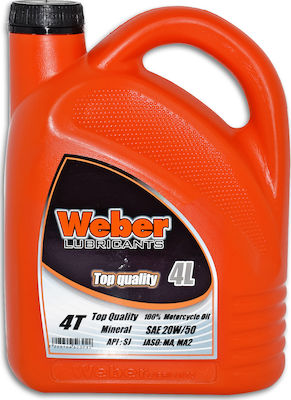 Weber 4T Mineral Motorcycle Oil for Four-Stroke Engines 20W-50 4lt