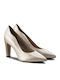 Caprice Patent Leather Pointed Toe Beige Heels