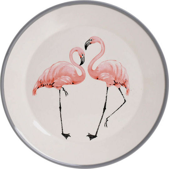 Inart Platou Decorativ Rotundă Ceramică Roz 1buc 24x24x3buc