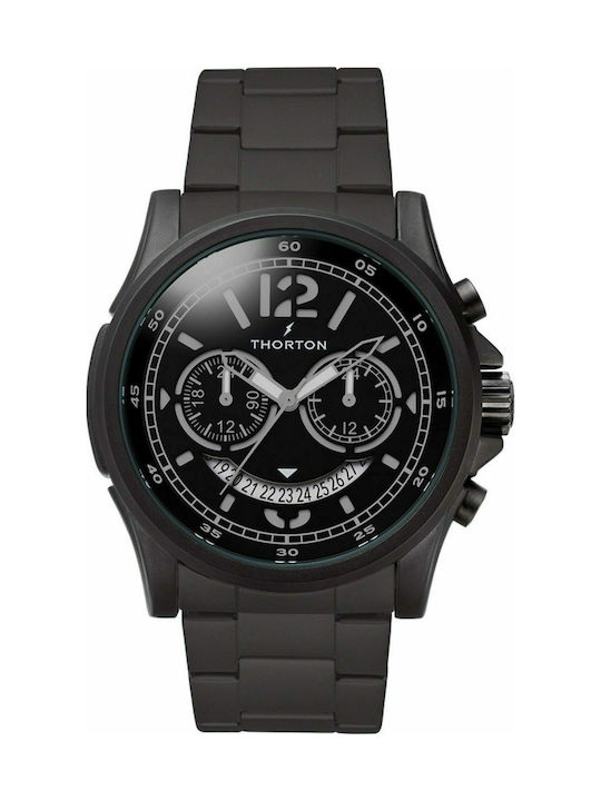 Thorton Ivar Dual Time Watch Chronograph Battery with Black Metal Bracelet