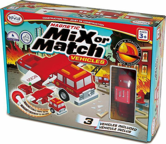 Popular PlayThings Μαγνητικό Παιχνίδι Κατασκευών Mix or Match Fire Trucks για Παιδιά 3+ Ετών