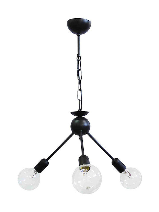 Heronia Sputnik 3/L Pendant Light Black with Socket E27 45x45x70cm