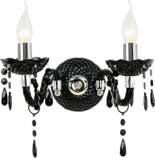 Aca Pegasus Classic Lamp Wall with Socket E14 Black 38x25cm