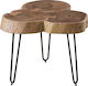 Round Side Table Fuego-3 made of Solid Wood Beige L50xW50xH42cm