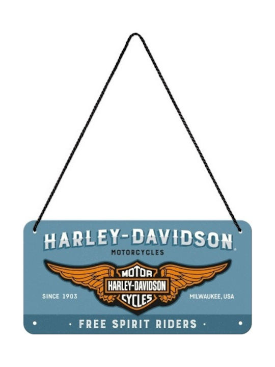 Nostalgic Art Hanging Decorative made of Metallic Harley-davidson - Logo Blue