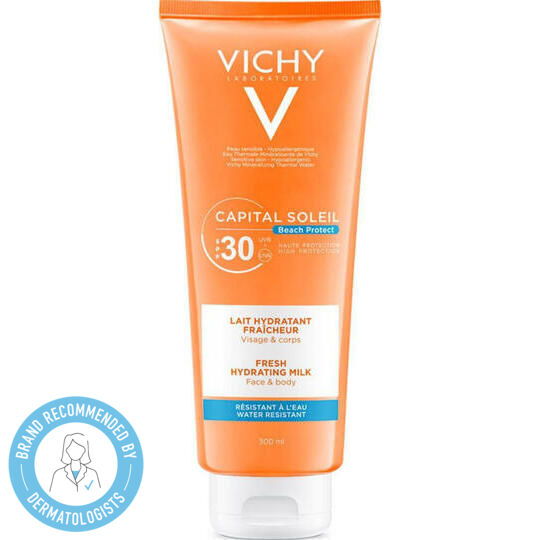 Vichy Capital Soleil Lapte Proaspăt Hidratant Cremă de Corp pentru Protecție Solară Rezistentă la Apă SPF30 300ml