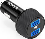 Anker Car Charger Black PowerDrive Total Intensity 3A Fast Charging with Ports: 2xUSB