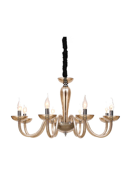 Aca Chandelier Candlestick 8xE14 Honey 79cm BLK82188PCNC