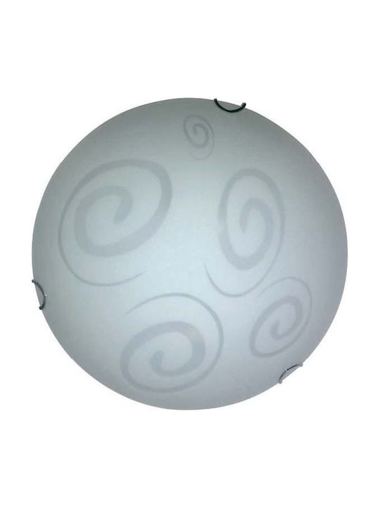Luma Κλασική Γυάλινη Πλαφονιέρα Οροφής με Ντουί E27 σε Λευκό χρώμα 30cm
