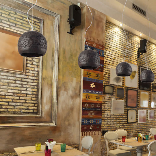 Aca Netto Pendant Light Brown Bell with Socket E27 35cm