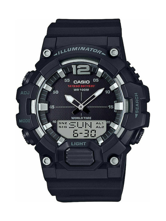 Casio Standard Uhr Chronograph Batterie mit Schwarz Kautschukarmband