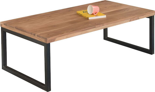 Rectangular Central Coffee Table Tampa Made of Solid Wood Beige W115xD60xH40cm EA7049