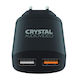 Crystal Audio Φορτιστής Χωρίς Καλώδιο με 2 Θύρες USB-A Μαύρος (QP2)