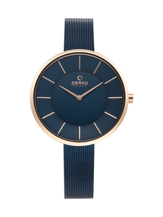 Obaku Uhr mit Blau Metallarmband V185LXVLML