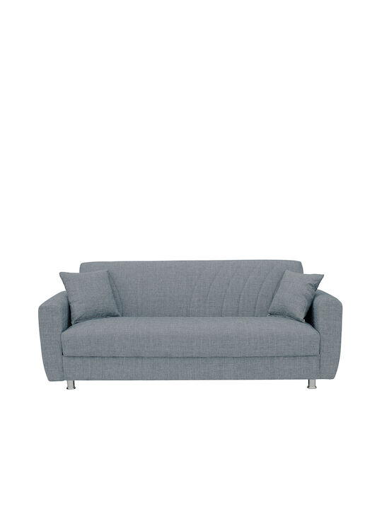 Juan Three-Seater Fabric Sofa Bed with Storage Space Gray 210x84cm