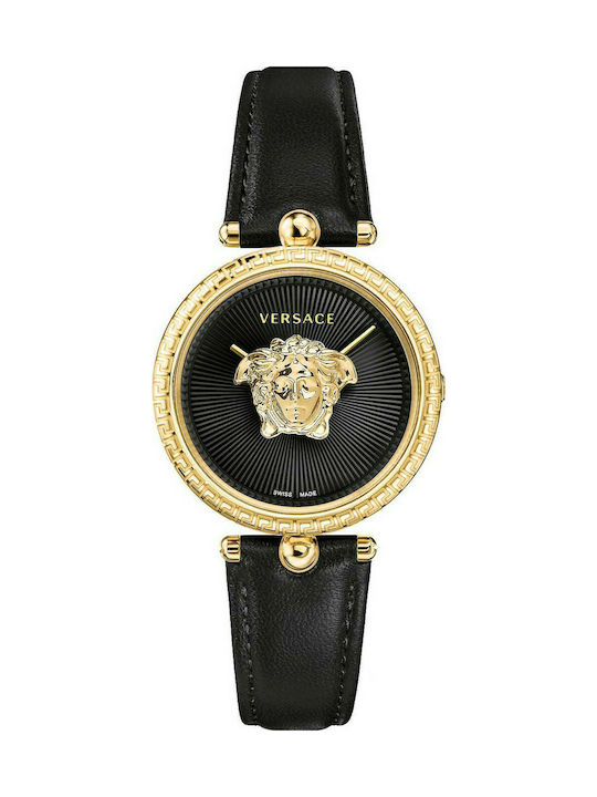 Versace Palazzo Ceas cu Negru Curea de piele