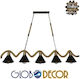 GloboStar Tymen Pendant Suspension Rail for 5 Bulbs E27 Black