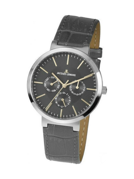 Jacques Lemans Milano Watch Battery with Leather Strap Jacques Lemans Milano Watch Battery with Leather Strap