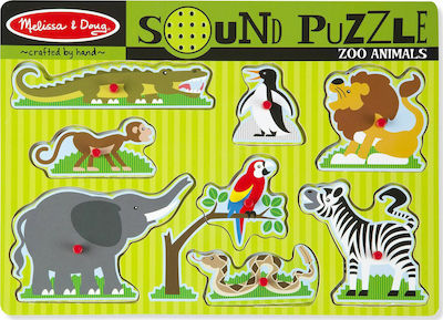 Puzzle pentru Copii cu Îmbinări Zoo Animals Sound 8buc Melissa & Doug