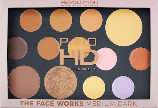 Revolution Beauty Pro HD Face Works Παλέτα Μακιγιάζ για Πρόσωπο & Μάτια Medium/Dark 27gr