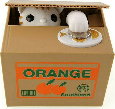 Cat Orange Children's Money Box Plastic Orange 12x10x9cm