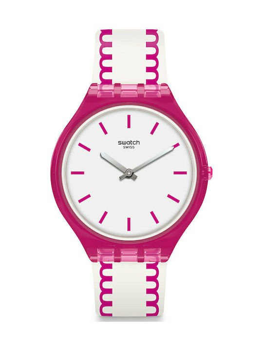Swatch Skinpunch Watch with White Rubber Strap
