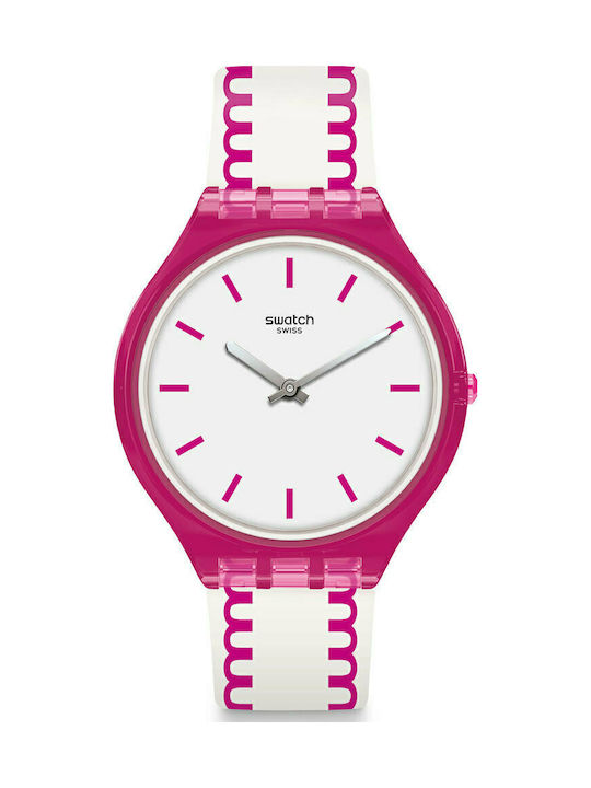 Swatch Skinpunch Ceas cu Alb Curea de Cauciuc