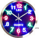 Ρολόι Τοίχου με πολύχρωμο φωτισμό LED Αθόρυβο Μεταλλικό 30cm