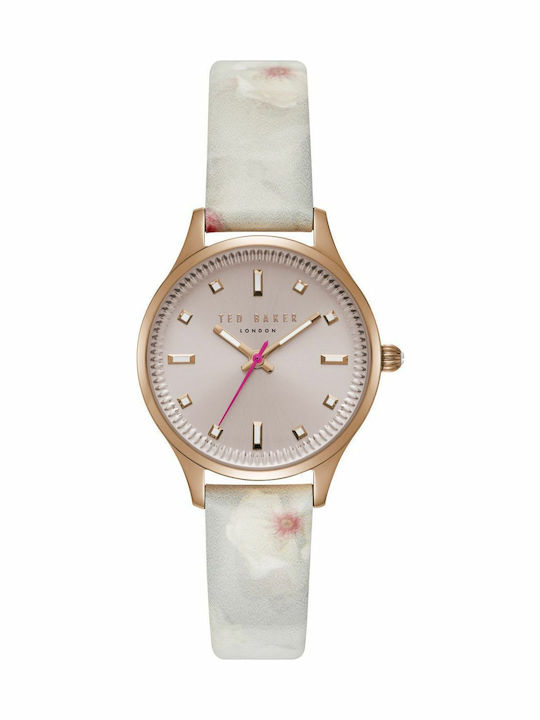 Ted Baker Women's Watch with White Leather Strap
