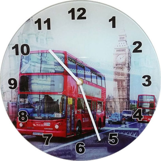 SP Souliotis Big Ben Ceas De Perete Din Sticlă Multicolor Ø30cm