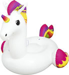 Bestway Copii Saltea umflabilă Ride On pentru piscină Unicorn cu mânere Alb 150cm