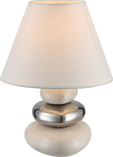 Globo Lighting Travis Ceramic Table Lamp for Socket E14 with White Shade and Multicolor Base