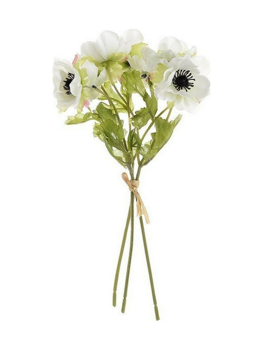 Inart Buchet din Flori Artificiale Ανεμώνα Alb 30cm 1buc