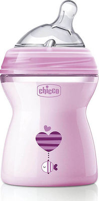 Chicco Plastikflasche Natural Feeling Gegen Koliken mit Silikonsauger für 2+ Monate Pink Stern 250ml 1Stück