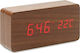 Ψηφιακό Ρολόι Επιτραπέζιο με Ξυπνητήρι Μεγάλο ξύλινο επιτραπέζιο ρολόι Brown 03006WDN30WD