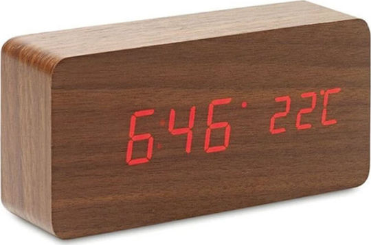 Large Wooden Tabletop Clock Digital Wooden Brown