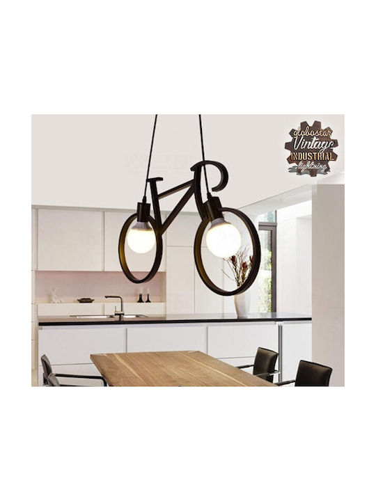 GloboStar Bike Pendant Light Black with Socket E27 67cm