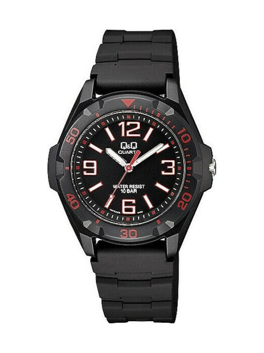 Q&Q Watch with Black Rubber Strap VR70J005