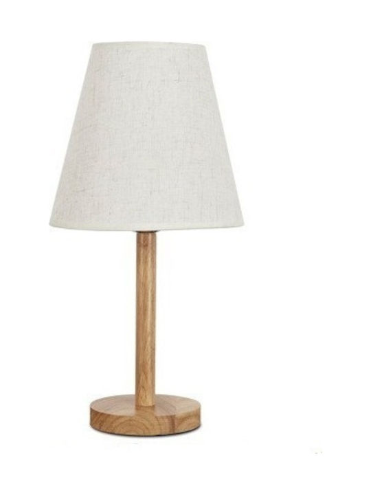 GloboStar Naphie Wooden Table Lamp for Socket E27 with White Shade and Beige Base