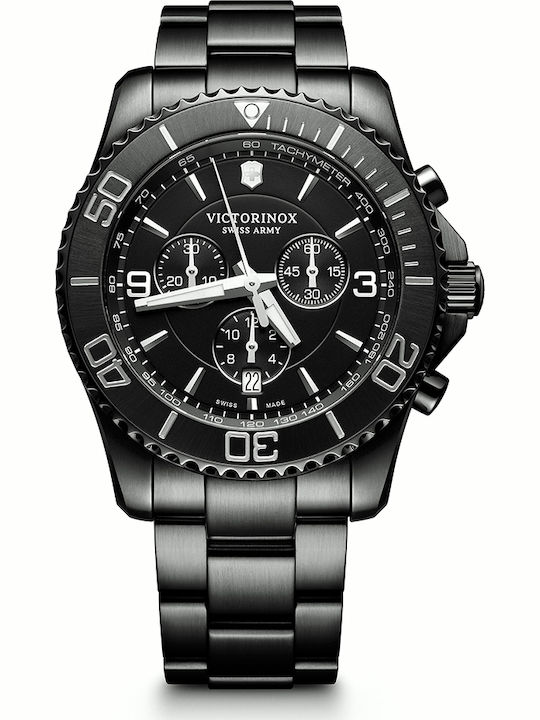 Maverick Ανδρικό Ρολόι 43mm Χρονογράφος Μπαταρίας Μαύρο