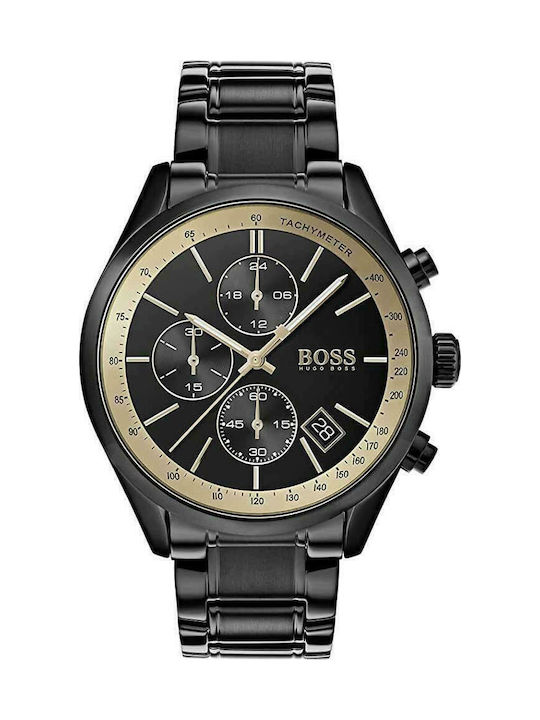 Hugo Boss Grand Prix Watch Chronograph Battery with Black Metal Bracelet