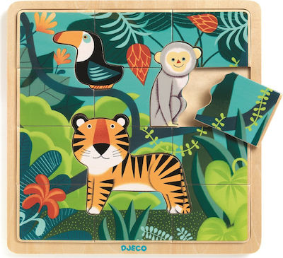 Wooden Kids Puzzle Zoo for 3++ Years 15pcs Djeco