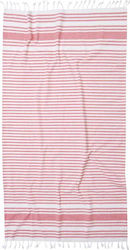 Viopros Χλόη Beach Towel Pareo Red with Fringes 170x90cm.